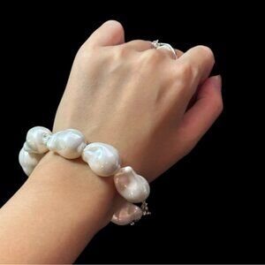 ✨Elegant White Crystal Pearls Bracelet